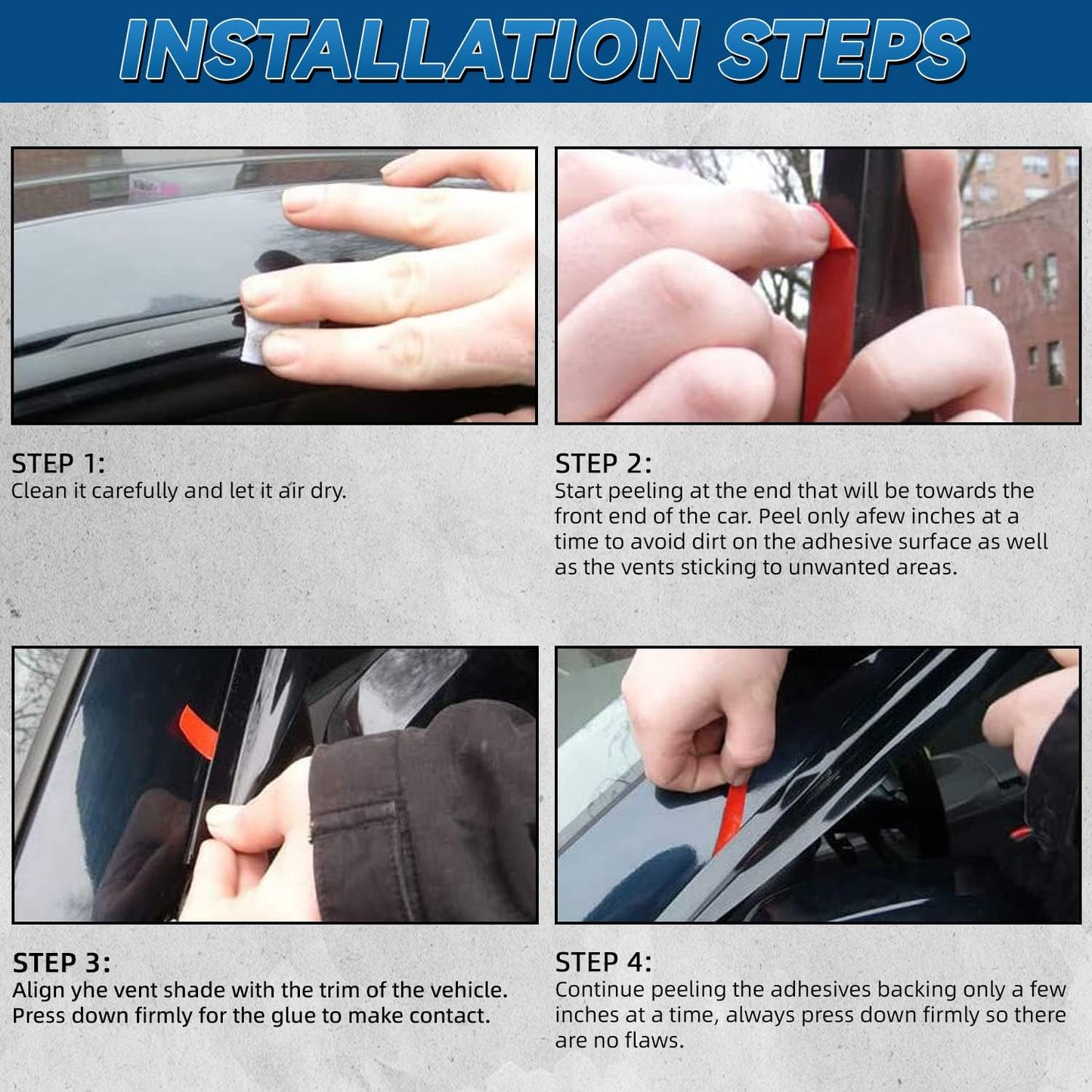 Set of 4 Front+Rear Smoke Sun/Rain Guard Outside Mount Tape-On Acrylic Window Visors Compatible with 03-08 Pilot