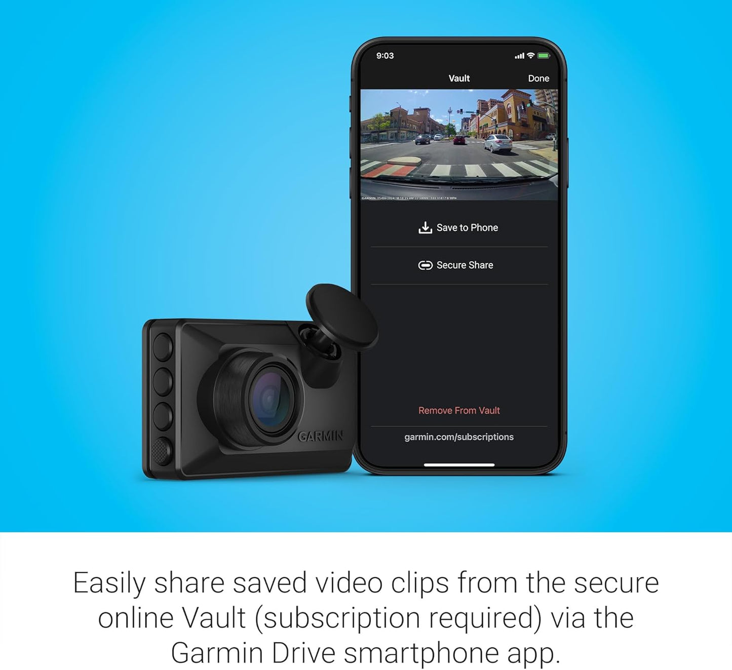Garmin Dash Cam™ X110, Compact 1080p HD Dash Cam with a 140-degree Field of View, Built in Clarity™ Polarizer, Voice Controlled, GPS, 2.4” Display, Automatic Recording