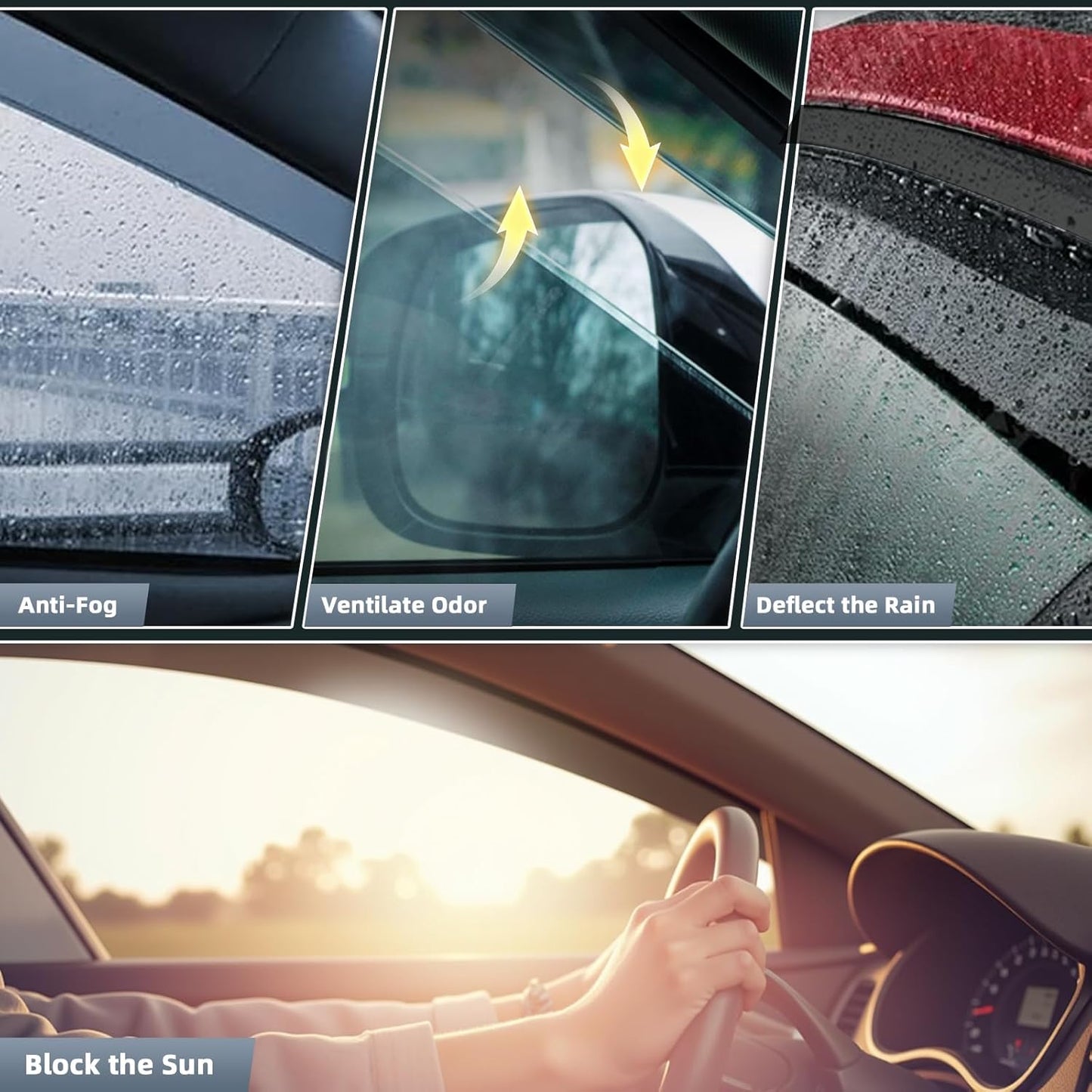 in Channel Window Visors for Jeep Compass 2017 2018 2019 2020 2021 2022 2023 2024, Rain Guards Exterior Car Accessories, Smoke Side Wind Deflectors Vent Shades Shield, 4PCS