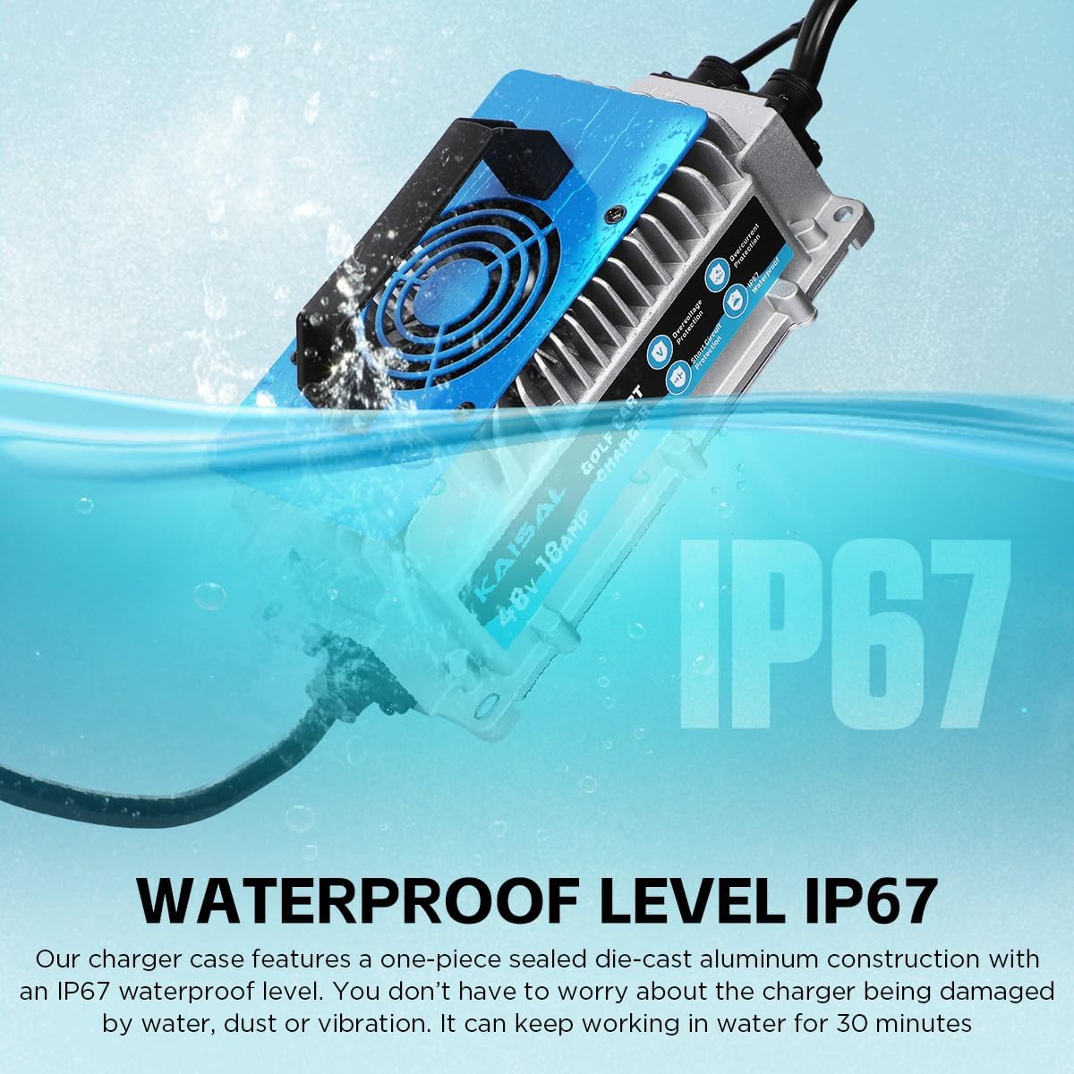 Club Car Charger 48V 18A Smart 1250W Golf Cart Battery Charger 48 Volt, IP67 Waterproof, 4-6 hrs Full Charge, 16FT Cable, for All Years 48V Club Car Golf Cart 48 Volt with Lead-Acid Battery