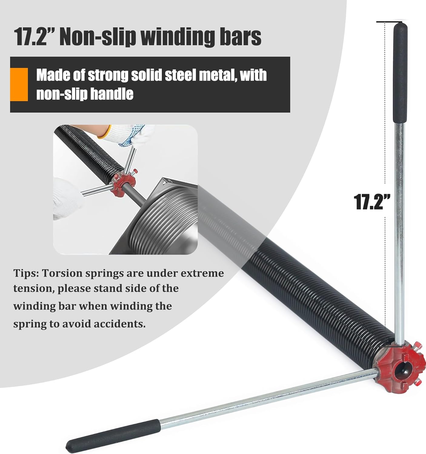 Garage Door Torsion Spring Set, Pair of 2" Electrophoresis Coated Garage Door Spring Replacement with 2 Non-Slip Winding Bars and Bearing, Minimum 16000 Cycles (.225x2x27")