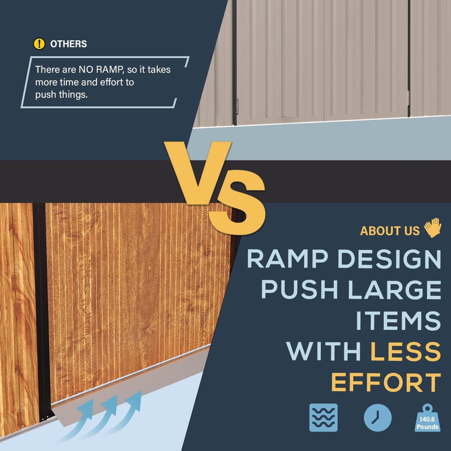 U-MAX Shed 8x6 Woodgrain Outdoor Storage Shed, Metal Outside Storage Garden Sheds & Outdoor Storage with Sliding Doors, 6x8 Tool Shed Outdoor Cabinet for Backyard Lawn and Outside Use