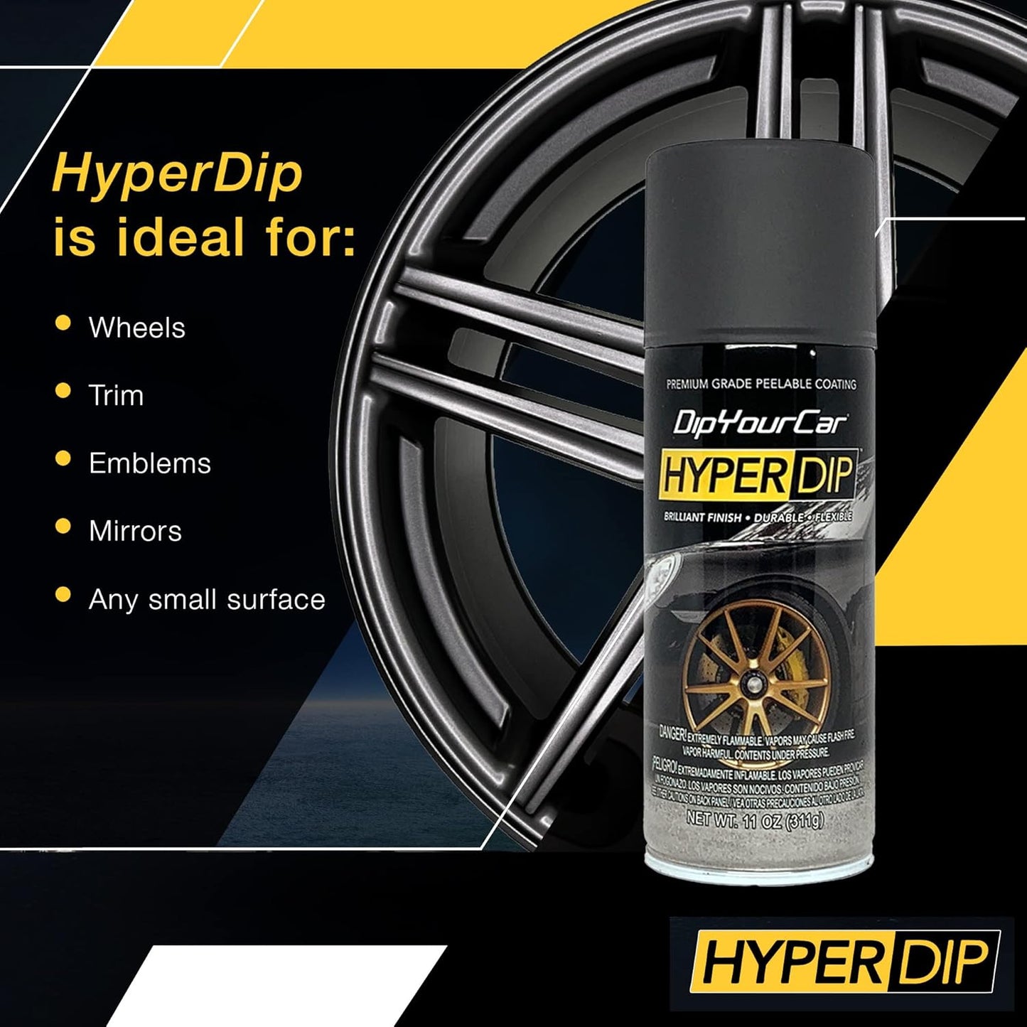 DipYourCar HyperDip Paint - Can of Sprayable Automotive Dip Coat - Removable Peelable Paint Protection for Cars - Anthracite Grey Satin Coat Spray