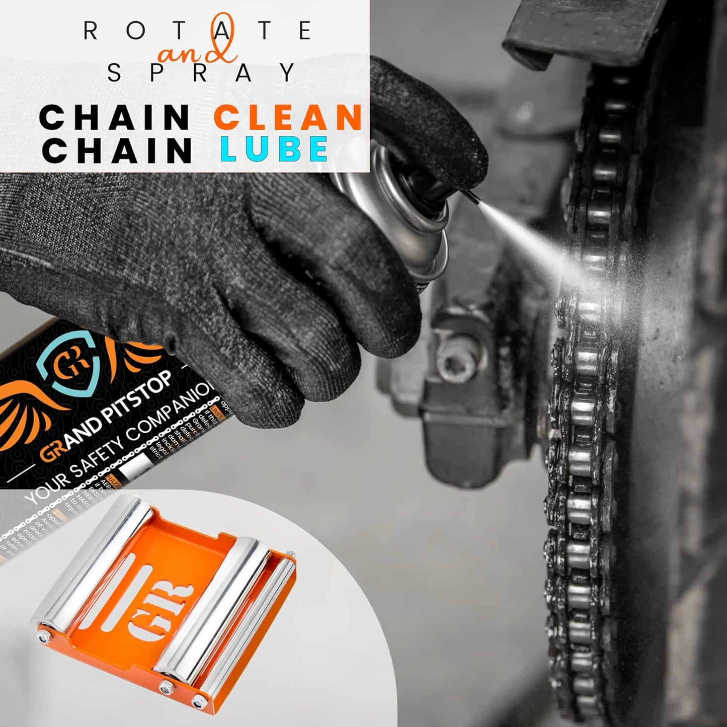 Grand Pitstop Motorcycle Wheel Cleaning Stand - Paddock Stand Replacement - Wheel Roller Stand for tire Cleaning & Chain Lubrication - GRoller Medium (Bikes < 485 lb & Tyre Width <180 mm)