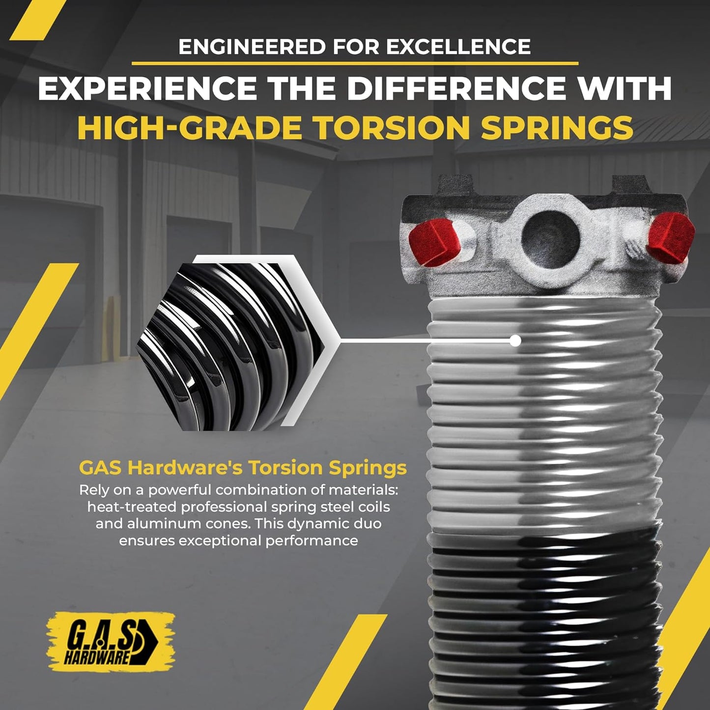 Garage Door Torsion Spring 218x2x26 Torsion Springs for Left Side of Garage Door with 1" Steel Bearing, Gloves, and Winding Bars Precision E-Coating 5-Year Warranty Minimum 30,000 Cycles (Red Cone)