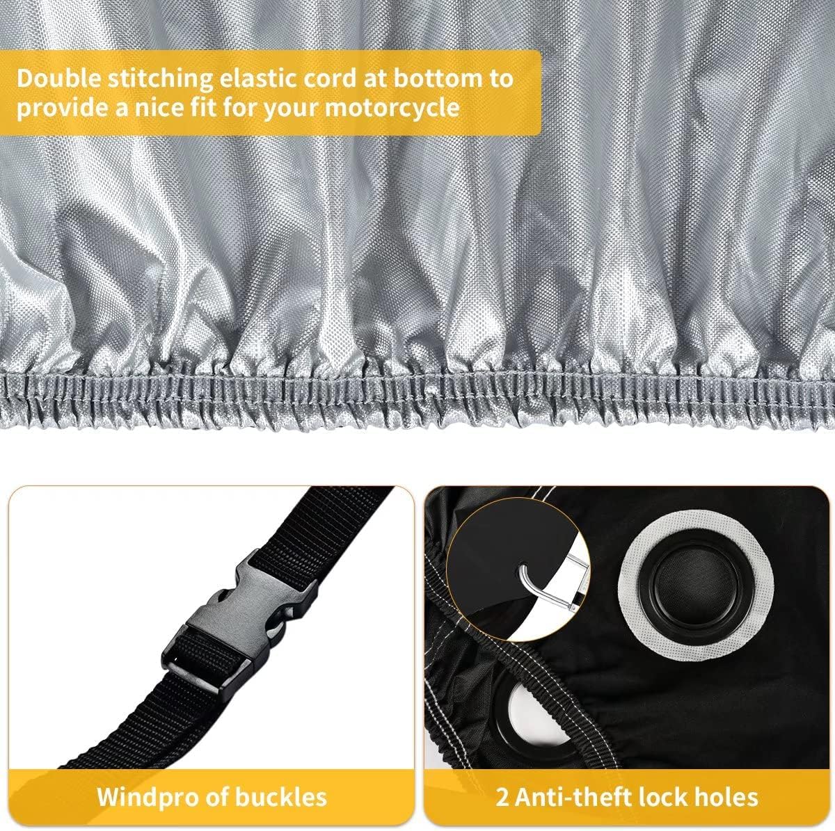 Coverado Motorcycle Cover Waterproof, All Weather Protection Outdoor Full Motorcycle Covers - UV Proof with Flame Retardant Fabric Fit for Harley Davidsion Yamaha Honda Suzuki (up to 83" Motors)