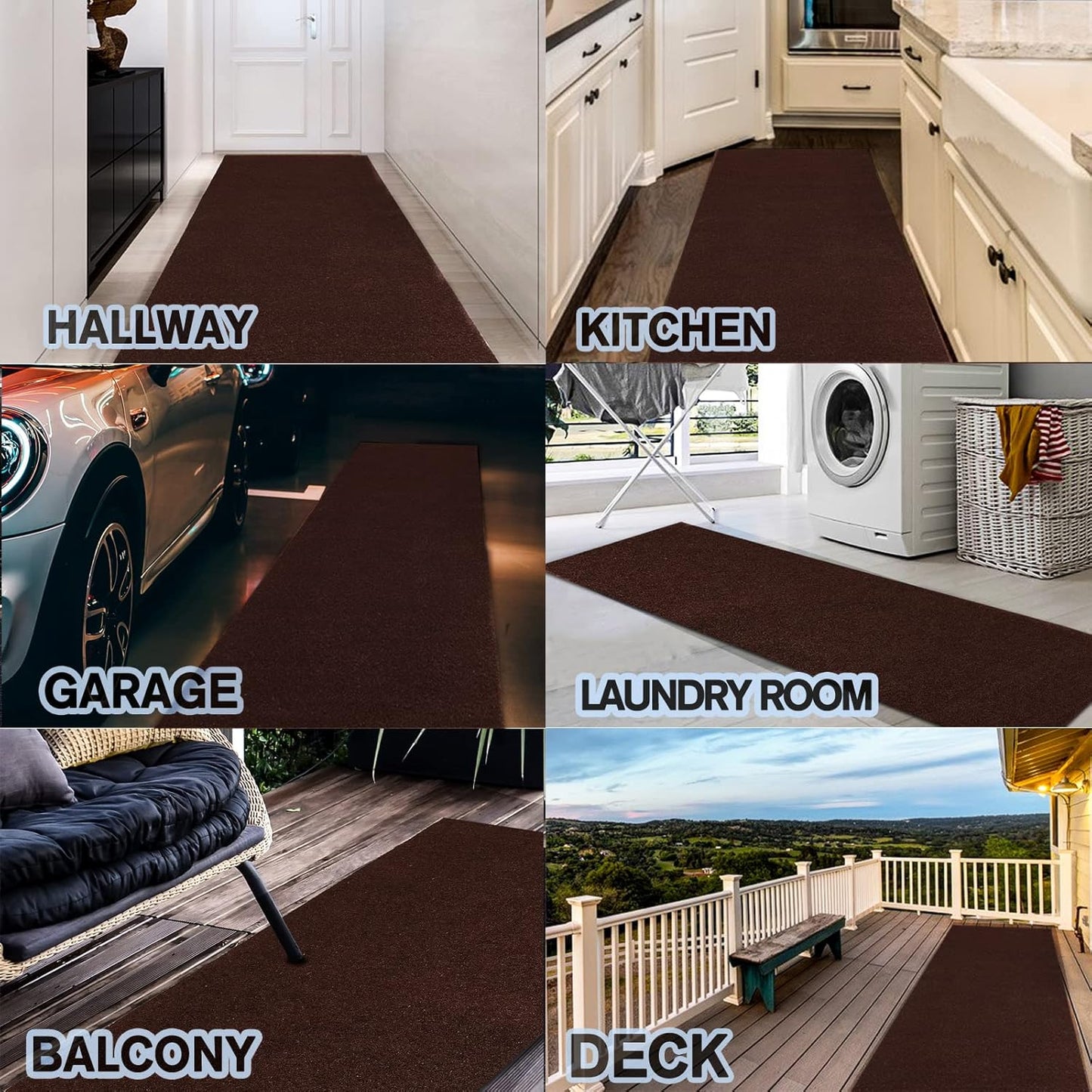 Custom Size Backed Non-Slip Area Rugs Runner, Easy Clean, Waterproof Runner Rugs for Hallway Entryway, Kitchen, Laundry, 4FT x 77FT, Brown