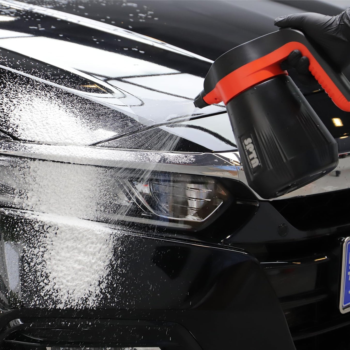 SPTA Electric Pressurized Soap Sprayer - 2.25L/76 oz Cordless Car Foam Sprayer with 500ML Car Wash Shampoo for Detailing