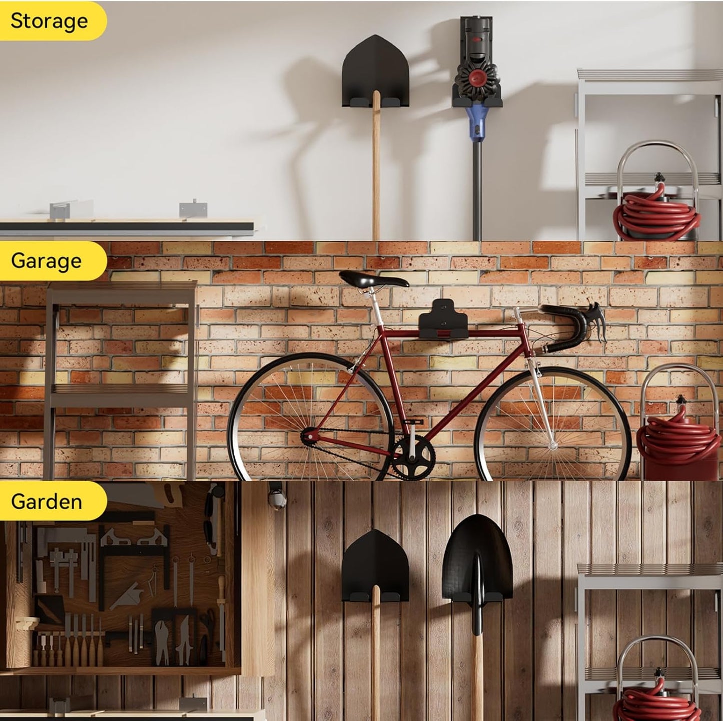 Garage Organizer Trimmer Rack, Garden Power Tool Hanger Weed Whackers Holder Wall Mounted for Grass Trimmer, Hedge Trimmer, Garage Trimmer, Garden Tools,1 Pack