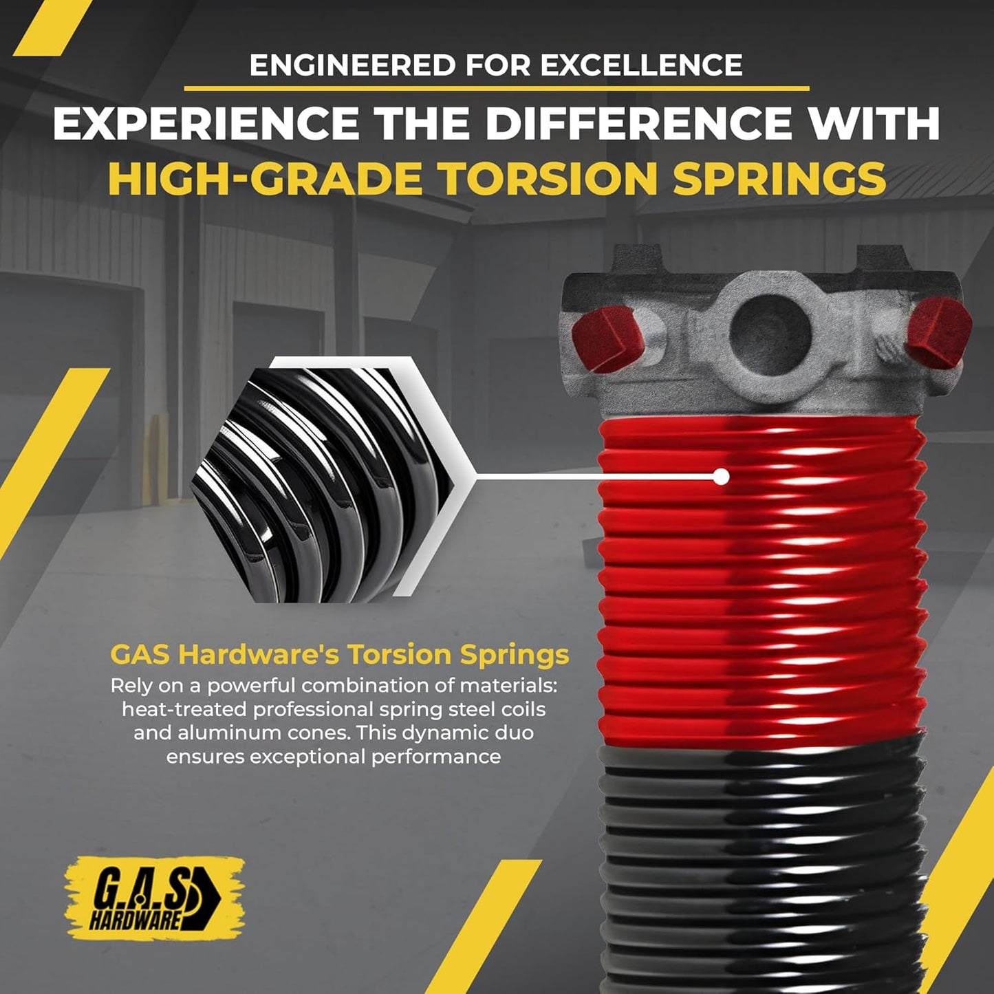 Garage Door Torsion Spring 225x1.75x33 Includes 1” Steel Bearing, Gloves, Manual, and Winding Bars for Right Side of Garage Door Precision E-Coating 5-Year Warranty Min. 30,000 Cycles (Black Cone)