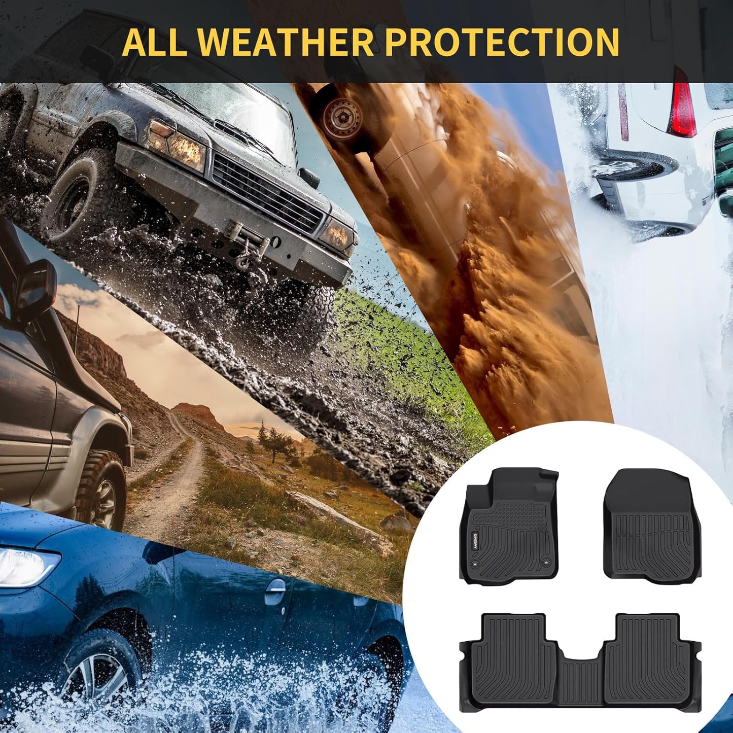 GINOWY- Floor Mats & Cargo Liner for Dodge Charger RWD 2023-2011 &Chrysler 300 RWD, TPE All Weather Protection Charger Car Mats, Non-Slip Trunk Mat, Floor Liners Waterproof Accessories-Black