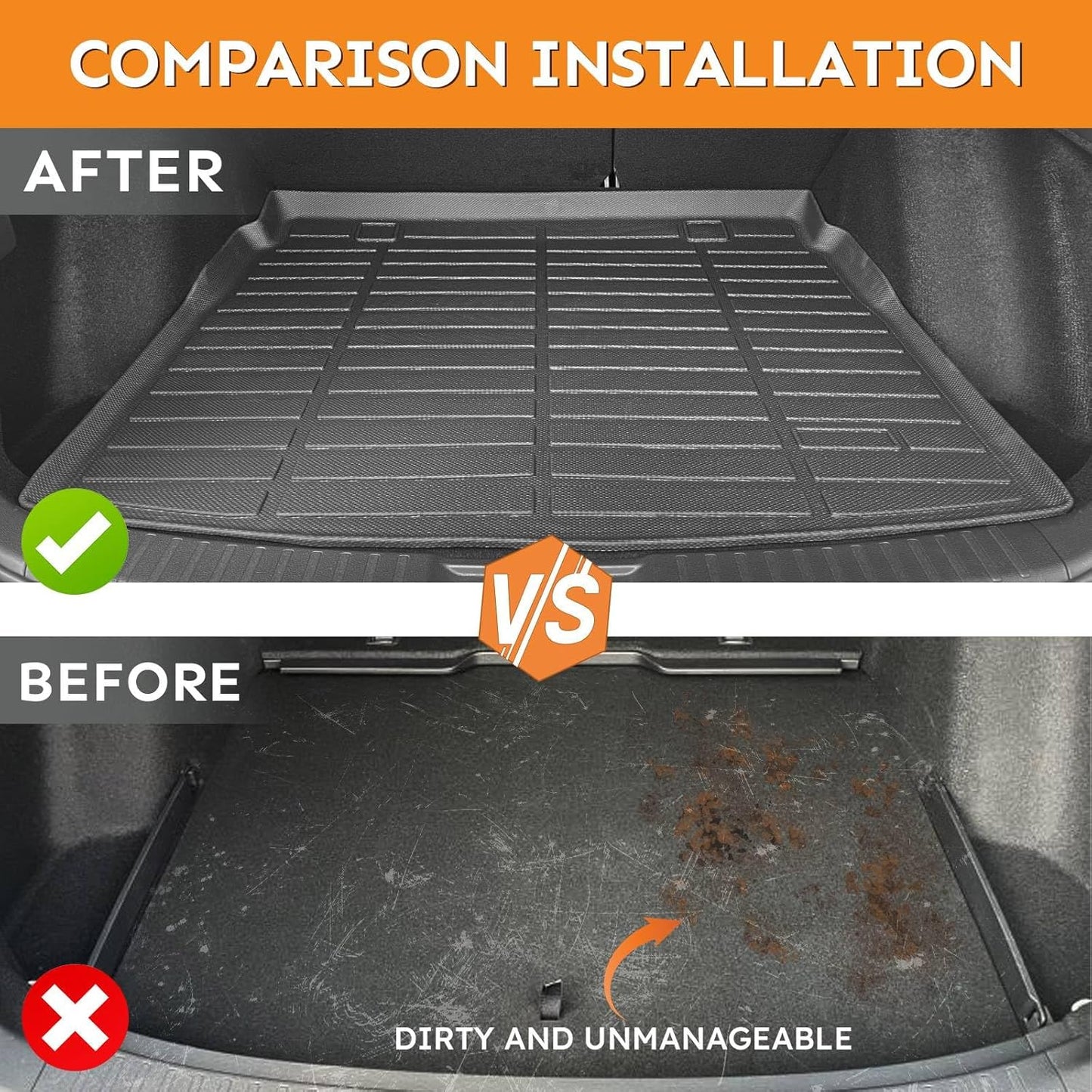 Binmotor-Floor Mats & Cargo Liner Set for Toyota Corolla 2014-2019(Only Sedan), Corolla Cargo Mat Trunk Mat, TPE All Weather Car Floor Mat for Toyota Corolla Trunk Liner Floor Liners Accrssories Mats