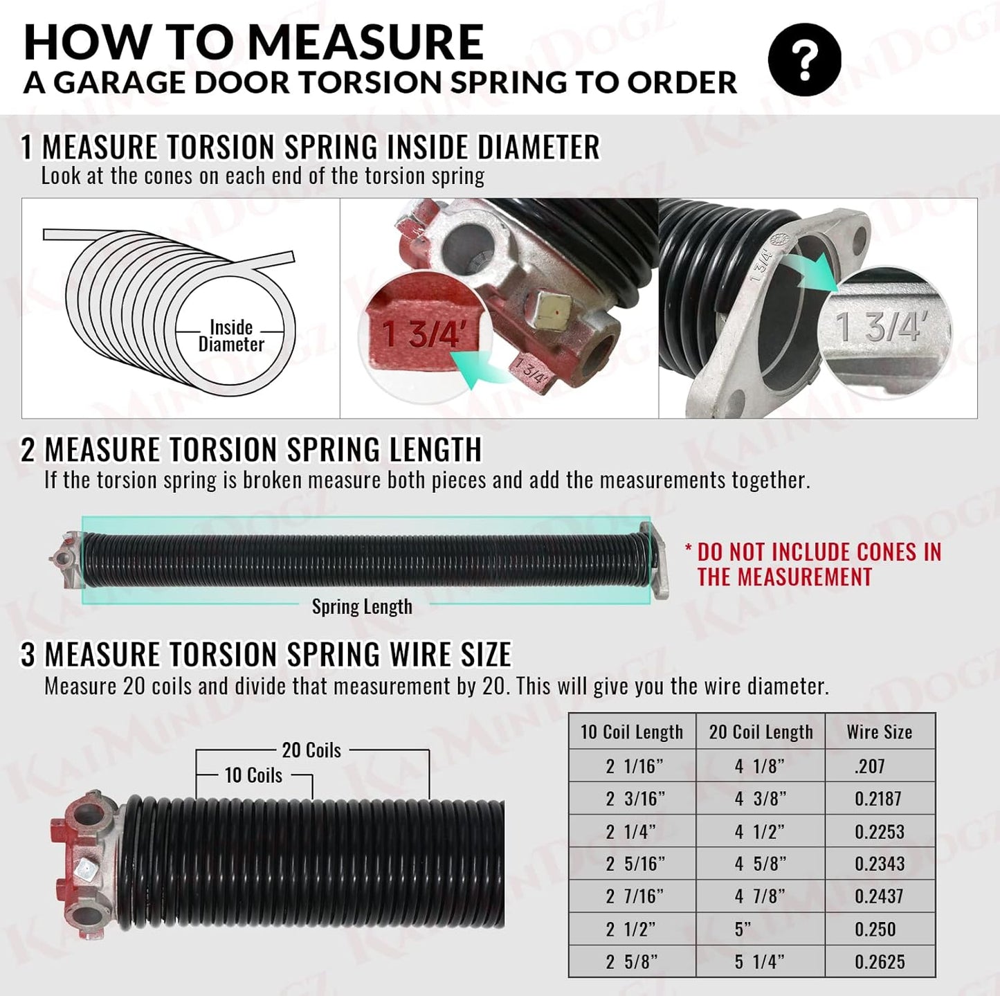 Pair of 1.75" Garage Door Torsion Springs Set with Non-Slip Winding Bars&Gloves, High Precision Electrophoresis Oil-Free Black Coated for Replacement, MIN 16,000 Cycles (0.207 x 1.75"x 26")
