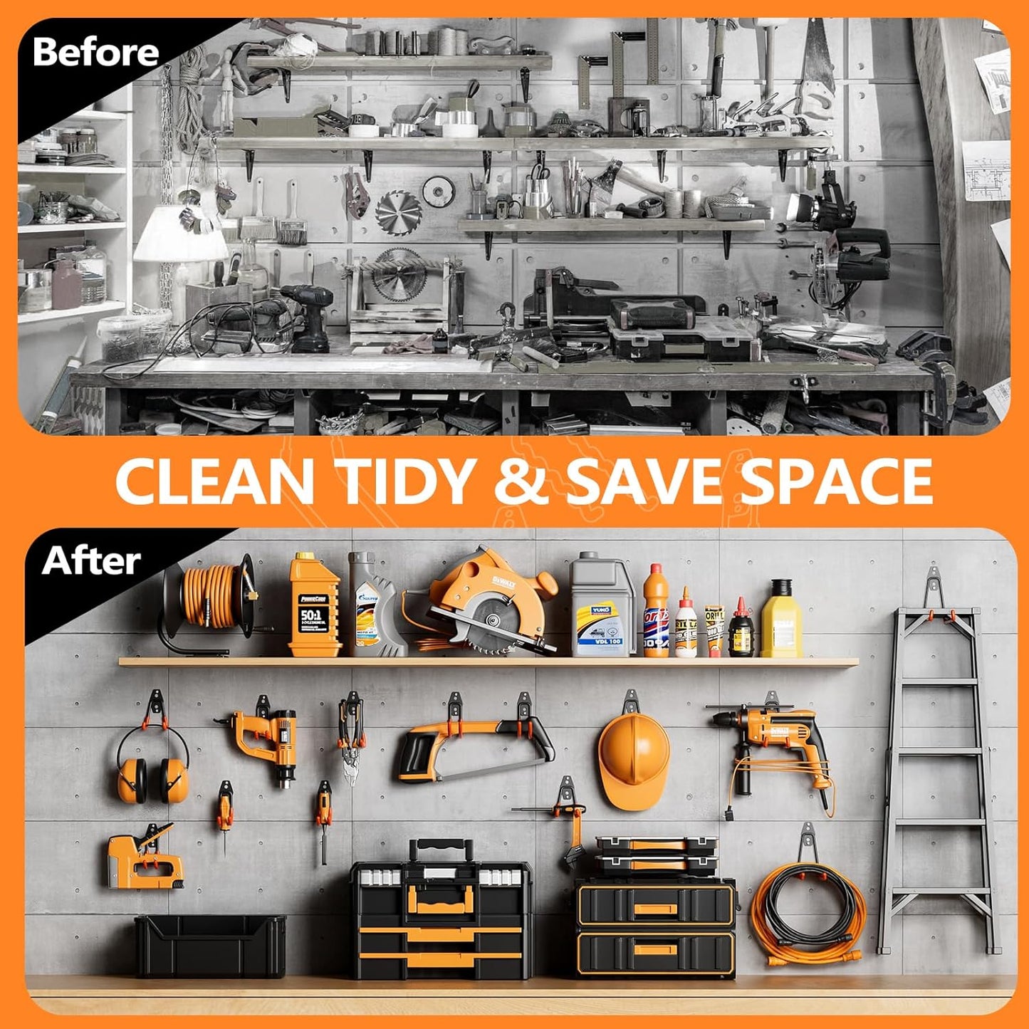 Garage Storage Hooks, 12 Pack Steel Heavy Duty Wall Mount Hooks for Hanging Bike, Ladder, Garden Tools