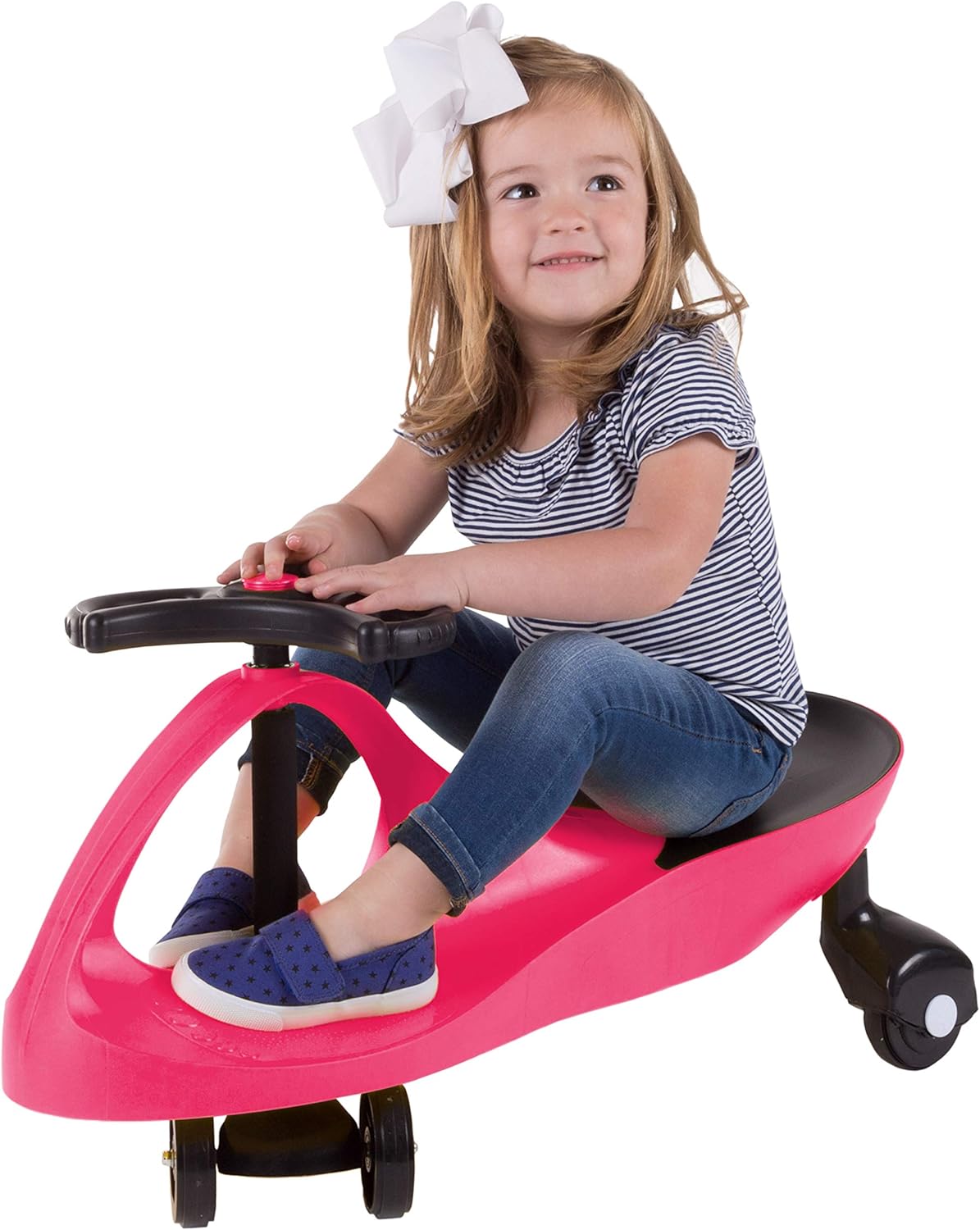 Wiggle Car Ride On Toy - No Batteries, Gears or Pedals - Twist, Swivel, Go - Outdoor Ride Ons for Kids 3 Years and Up by Lil' Rider (Hot Pink)