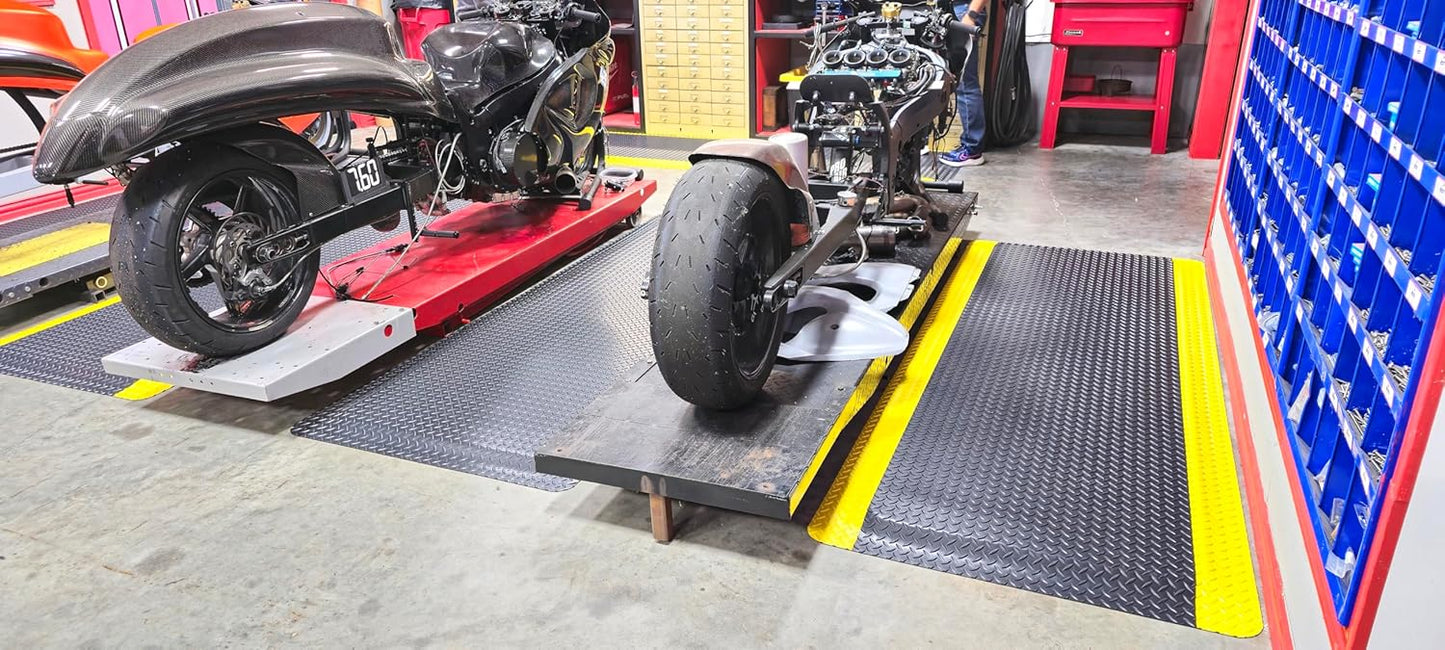 Rhino Mats, American Classic Diamond Anti-Fatigue Mats, Industrial Ergonomic Comfort Standing Mat for Work, Home, Garage, Office, Kitchen or Anywhere (Black/Yellow 9/16" Thick, 4 FT. x 18 FT.)