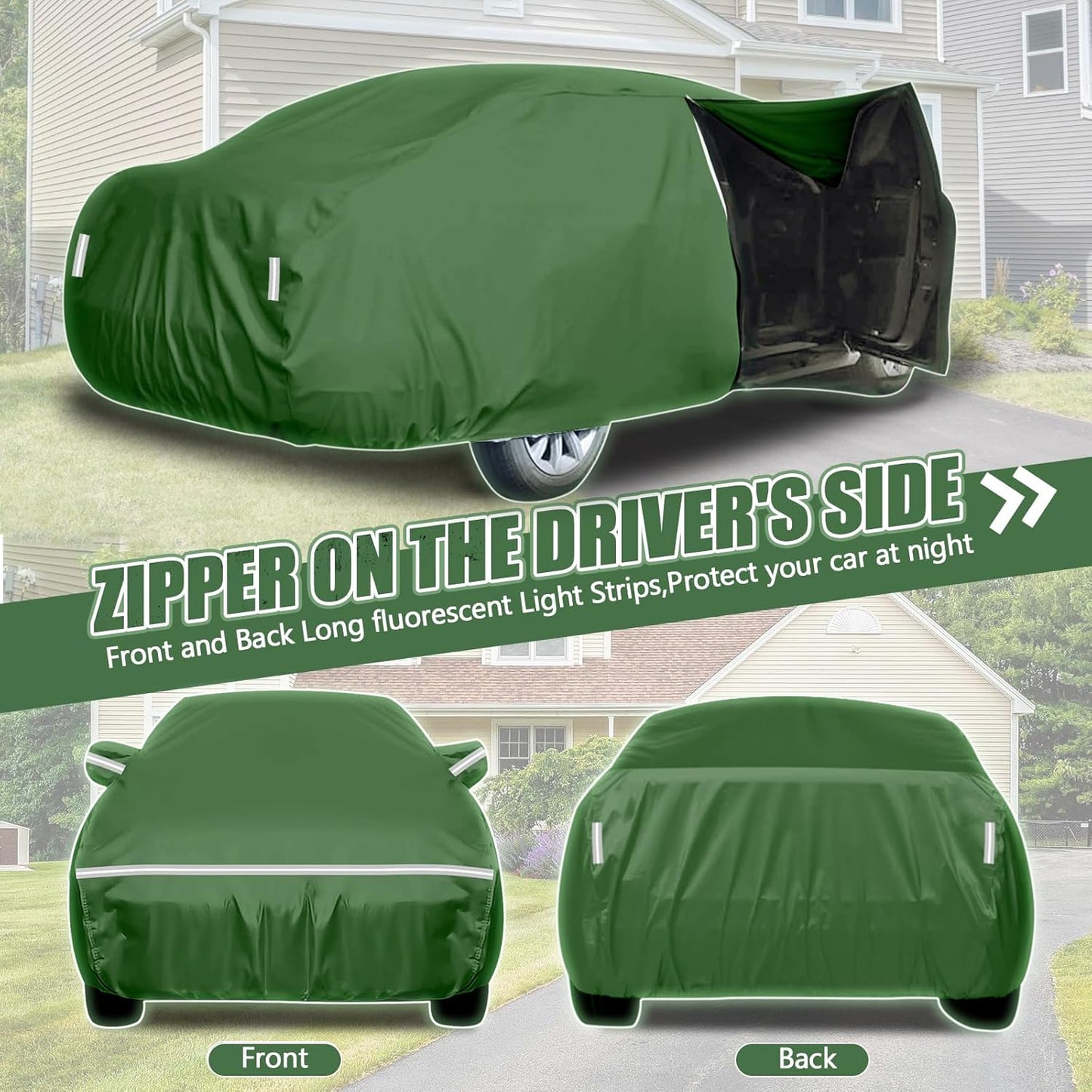 BOSSTONE Car Cover Custom Fit for Nissan Frontier (1998-2020) King/Crew Cab Short Bed Waterproof All Weather for Automobiles Full Exterior Cover Rain Sun Snow Protector with Door Zipper (Green)