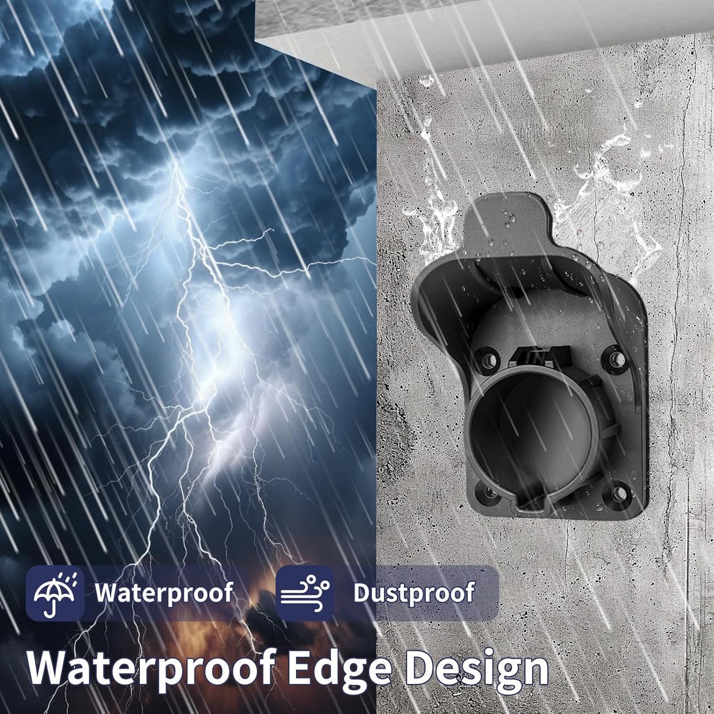 EV Charger Holder Wall Mount for SAE J1772 - Heavy Duty Electric Vehicle Connector Nozzle Holster Dock with Anti-Drop Lock, for Home, Garage, and Outdoor Use