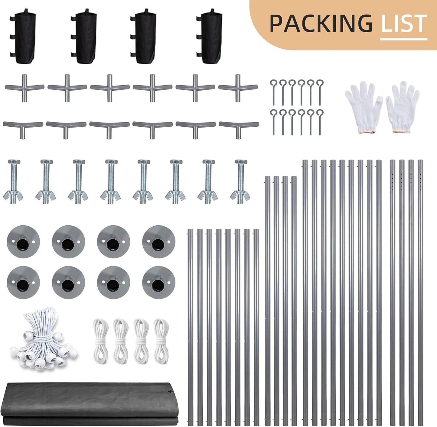 JY QAQA Carport, 12x20 FT Heavy Duty Carport with Removable Side Walls and Doors, Portable Garage with Roll-Up Window and Sandbags, Car Canopy with All-Season Tarp for Cars, Trucks, Boats, Grey