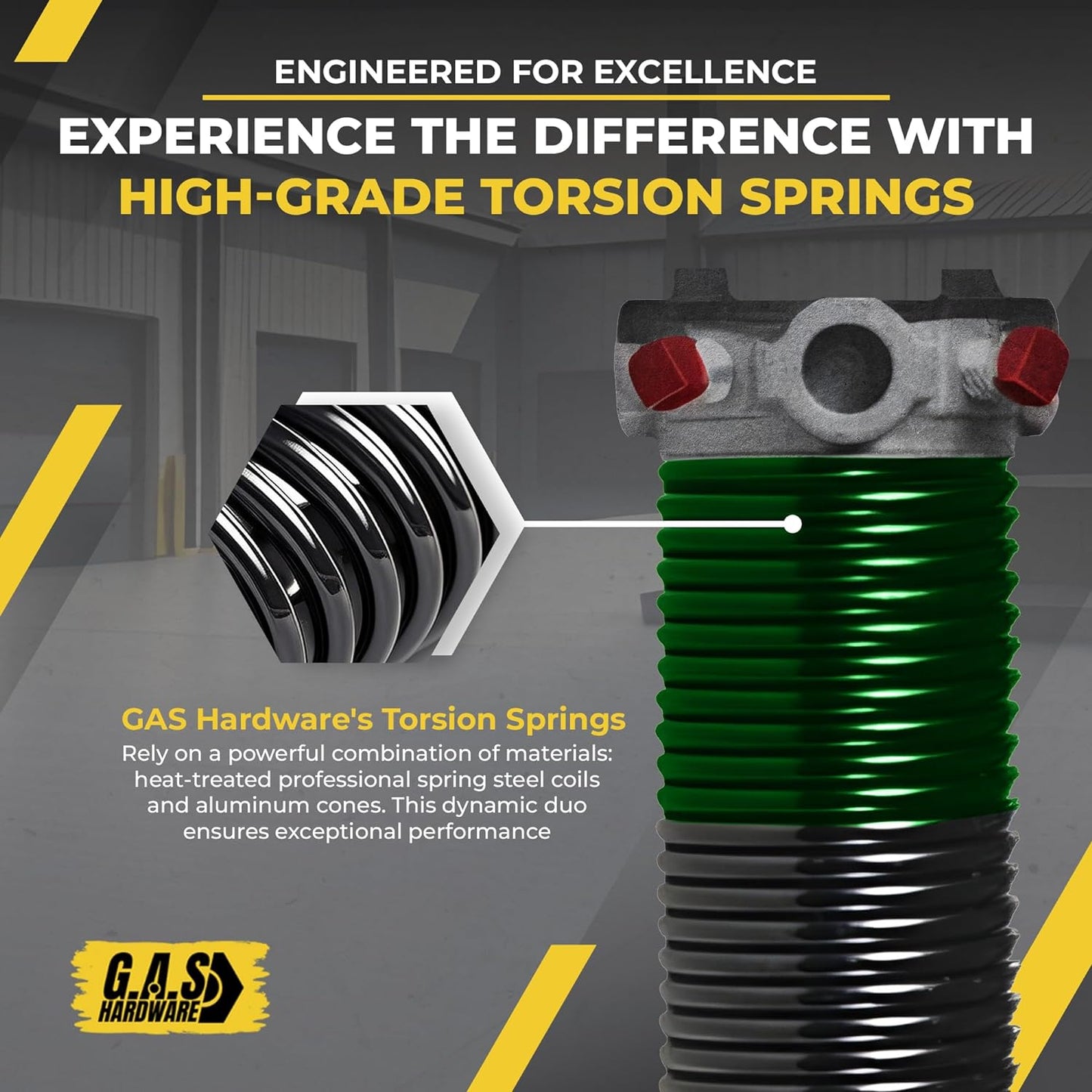 Garage Door Torsion Spring 243x2x28 Torsion Springs for Right Side of Garage Door with 1" Steel Bearing, Gloves, and Winding Bars Precision E-Coating 5-Year Warranty Minimum 30,000 Cycles (Black Cone)