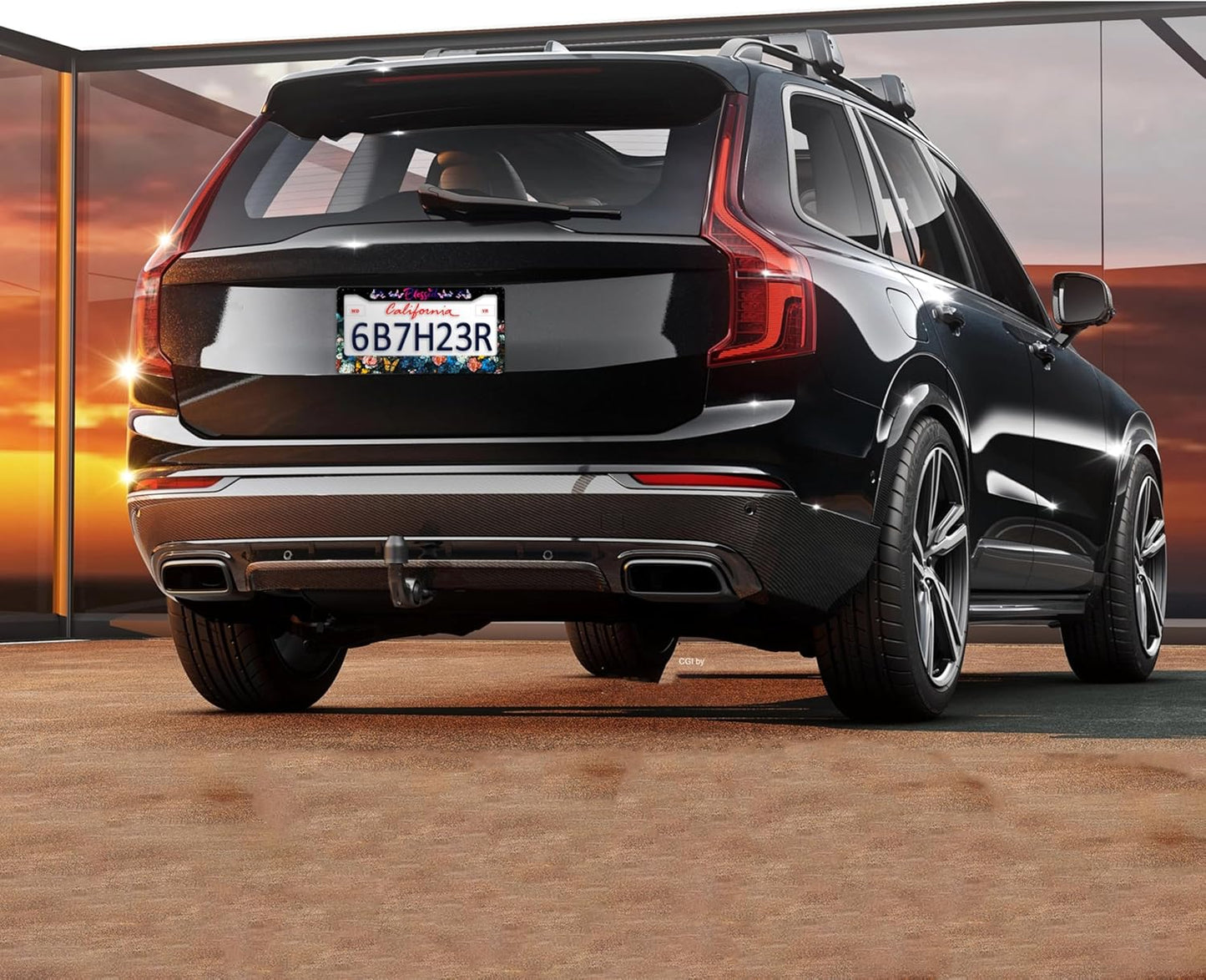 Blessed License Plate Frame Beautiful Butterfly Flowers License Plate Holders Funny Stainless Steel Auto Accessory Bracket 2 Hole with Screws Universal Us Car License Plate Frames 6x12 Inch