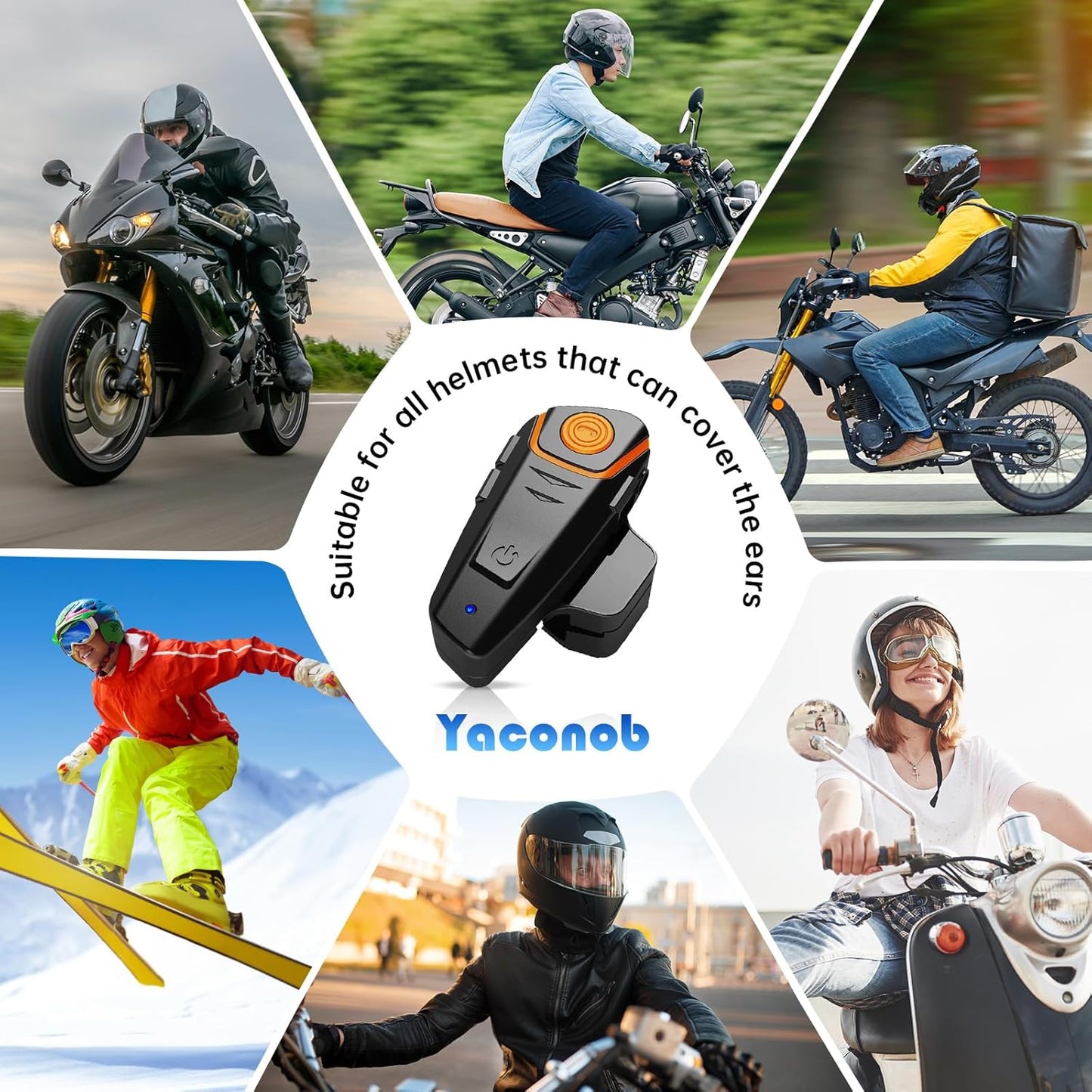 Helmet Bluetooth Headset Bt-S2ns, 1000m Helmet Communication System, Connect Up to 3 People 2 People Talk at The Same Timeļ¼2packļ¼