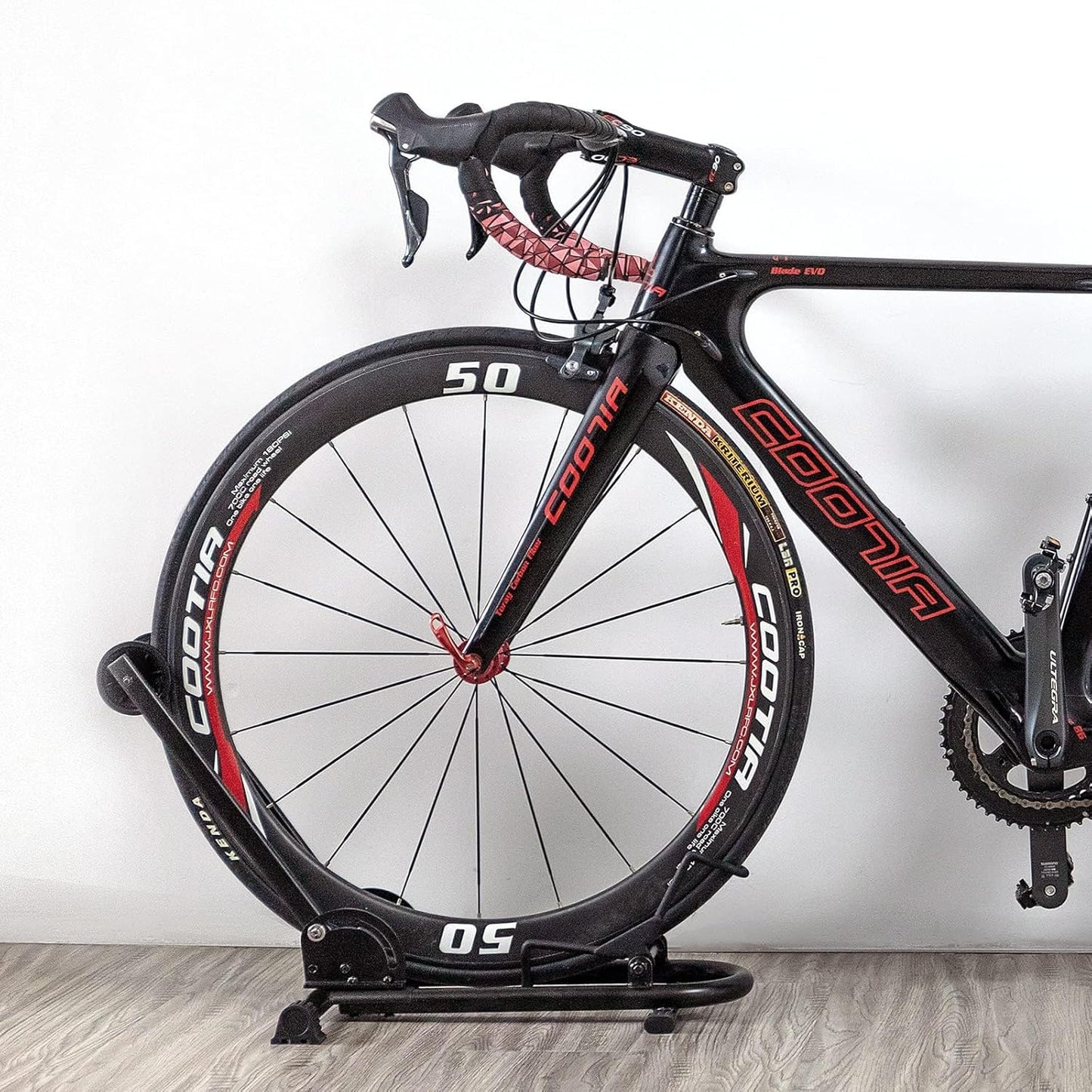 Indoor Bike Floor Stand - Bike Stand Rack for Garage/Home - Bike Storage Bicycle Parking Rack Fit 26”-29” Mountain Road Bikes (1 Bike Rack)