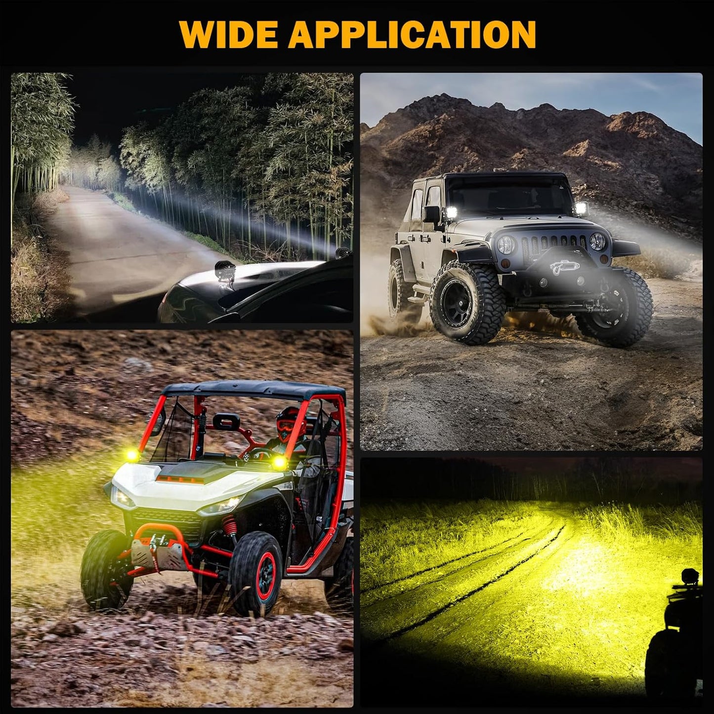 Auxbeam XP-Ultra Series 3 Inch LED Pod with DRL & Turn Signal 84W 9600LM Spot Flood Combo Ditch Lights Offroad Driving Amber Fog Light Bar with Black & Yellow Light Covers, Pair