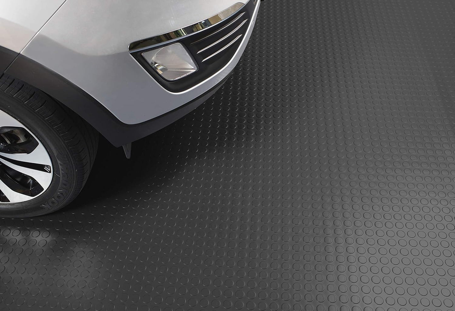 G-Floor Large Coin Pattern Vinyl Garage Floor Protector Mat (8'6" x 24', Slate Grey), Extremely Durable, Waterproof Parking Pad and Flooring