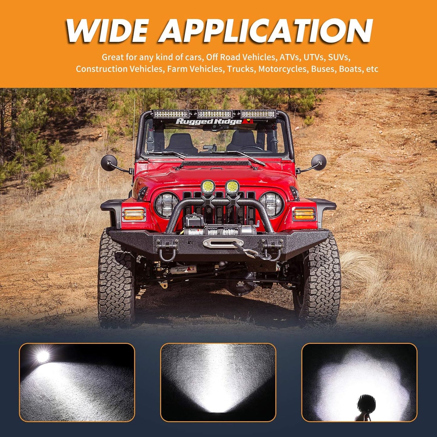 YCHOW-TECH 2PCS 4 Inch LED Fog Lights 90W White Round Offroad Light Bar Flood Beam Off Road LED Pods Bumper Ditch Lights Driving Work Light for Truck Boat Pickup ATV UTV SUV