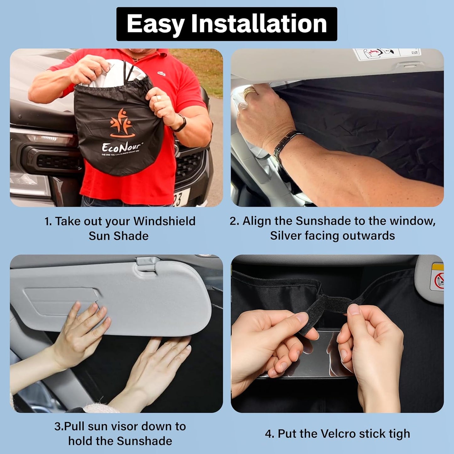 EcoNour Windshield Sun Shade Compatible for Porsche Macan (2014–2025) | Front Window Shade for Compact Luxury SUV | 4-Layer, 240T Sunshade Accessories | UV & Heat Blocker for Macan Windshield