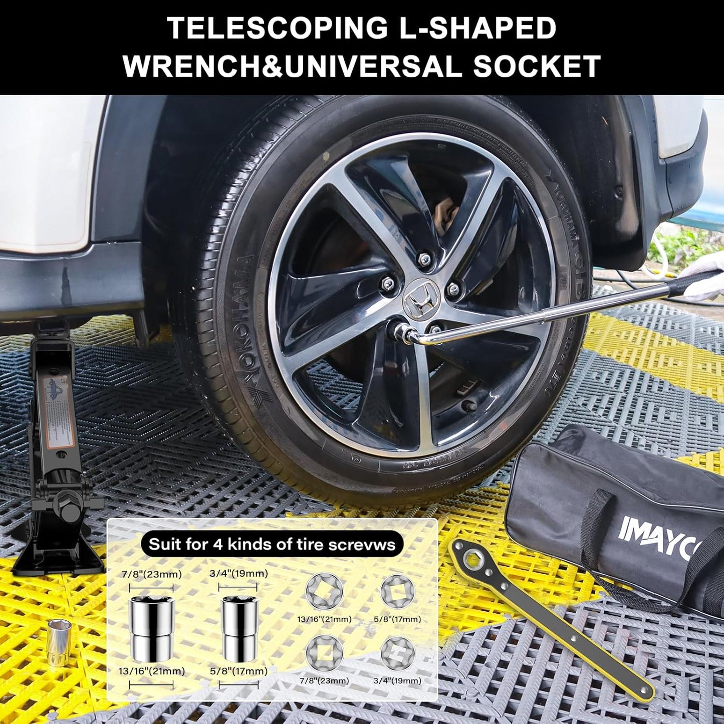 IMAYCC Car Jack Kit, Scissor Jack for Car 2 Ton (4409 lbs) Tire Jack Repair Kit,Spare Tire Changing Kit with Lug Wrench,Emergency Kit for Vehicle/Auto/SUV/MPV