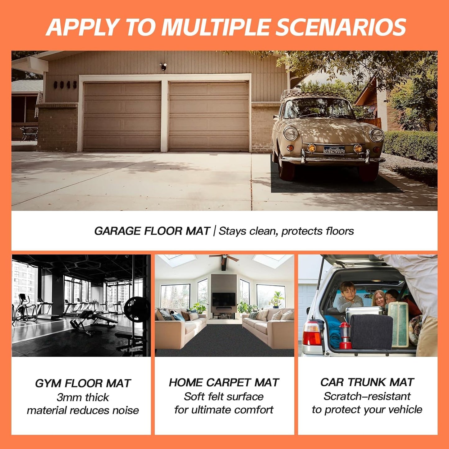 5'x 6’Garage Floor Mat & Oil Spill Mat, Heavy Duty Under Car Mat for Garage & Driveway, Protects Against Oil, Chemicals & Stains with TPE Anti-Leak Backing, Reusable & Washable