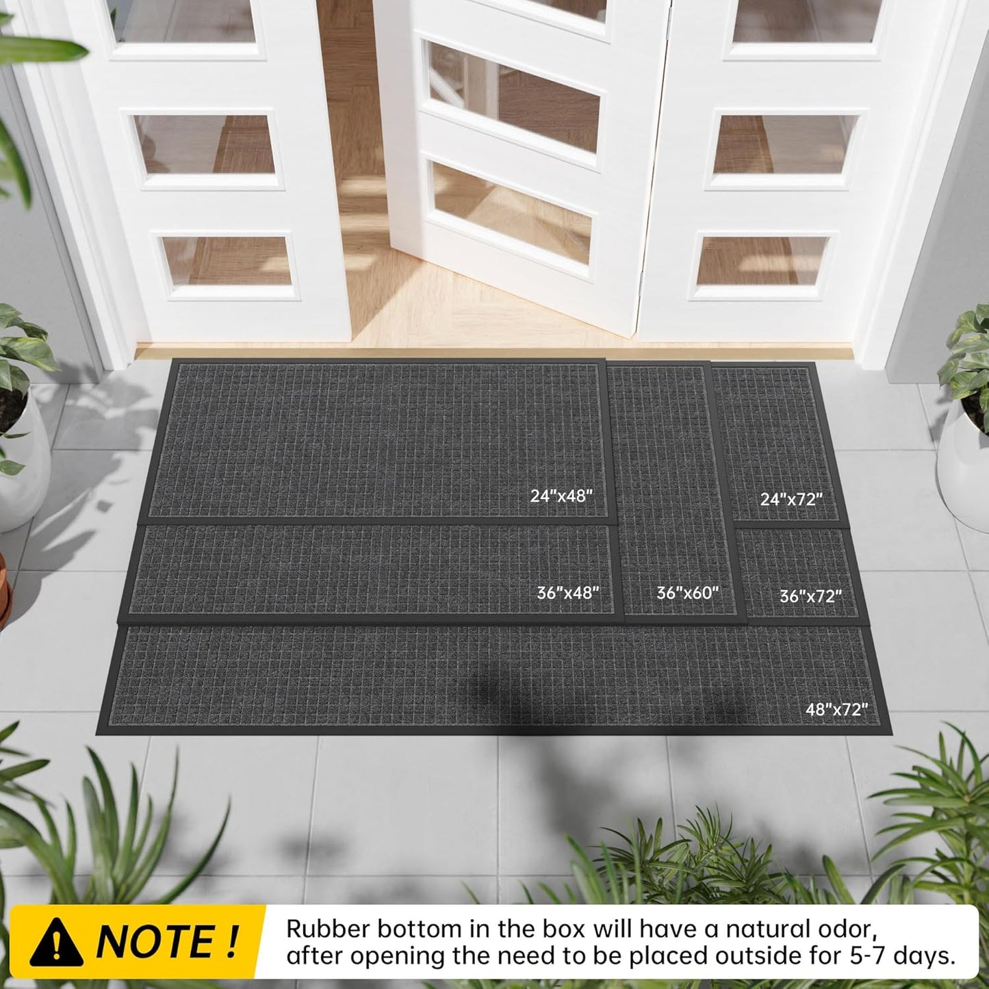 Durable Front Door Mat, 48" x 24" Heavy Duty Indoor Outdoor Doormat for Entryway, Non-Slip Rubber Backing, Stain and Fade Resistant Commercial Floor Mat for Home Office Entry
