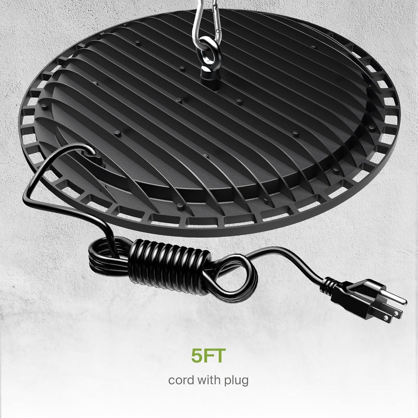 ASD LED High Bay UFO Light Fixture, Commercial Shop Lighting | Plug & Play Cable, IP65 Waterproof, ETL Listed | 150W 18000LM 5000K 100-277V | Warehouse, Garage, Workshop, Barn Lamp | Black, 6 Pack