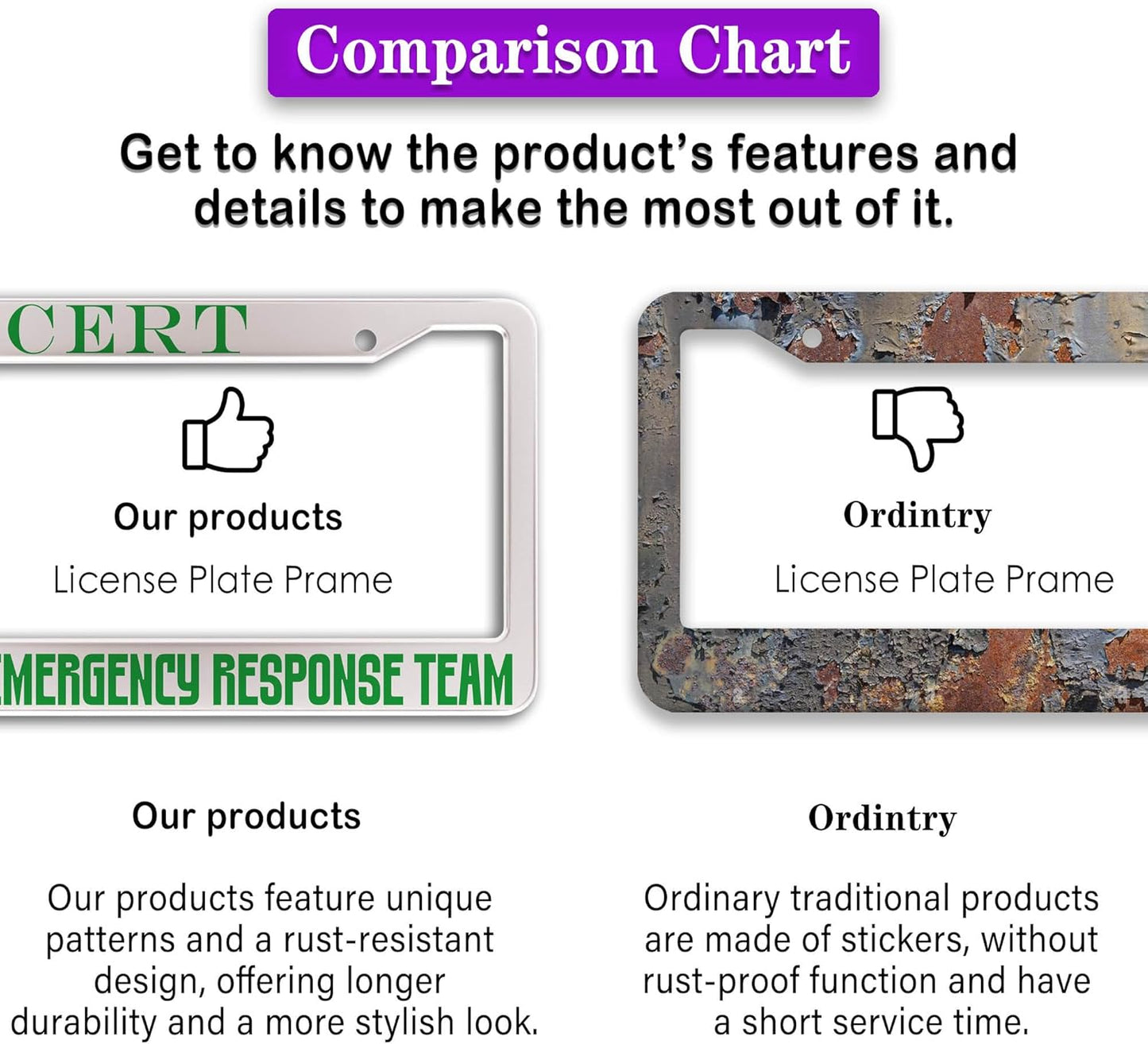 License Plate Frames Black Green Automotive Exterior Accessories Cert Community Emergency Response Team Aluminum Metal Car Accessory 2 Pack with Screw Covers Set