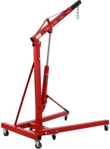 Engine Hoist 2 Ton,Cherry Picker Engine Hoist,Folding Hydraulic Tilting Engine Lift with 360 Degree Swivel Wheels for Ports, Warehouses, Garage, Factory