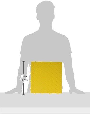 Big Floors RaceDeck Diamond Plate Design, Durable Interlocking Modular Garage Flooring Tile (Yellow, 12 Pack of 12 x 12" Tiles)