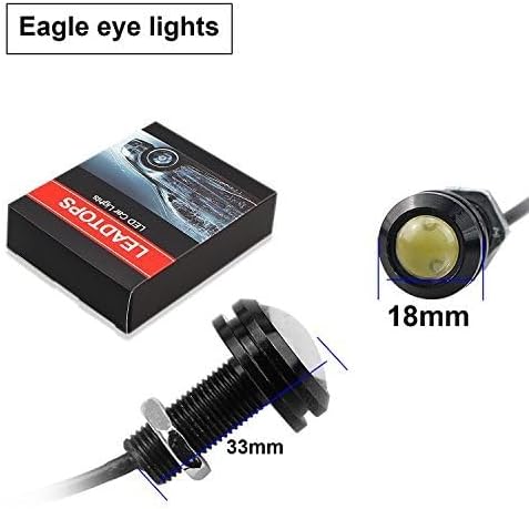 LEADTOPS 10Pcs 18mm 12V Eagle Eye LED Car Fog DRL Daytime Running Light Backup Reverse Tail Rock Lights Small bulb (Blue, Black Case)