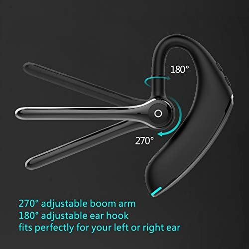 IHAO Bluetooth Earpiece Headphone Dual Noise Cancelling Mic Painless Open-Ear Handsfree Stereo Sound Left/Right Changeable Earhook Earphones for Driving/Business/Gym-Single Ear F910 Black