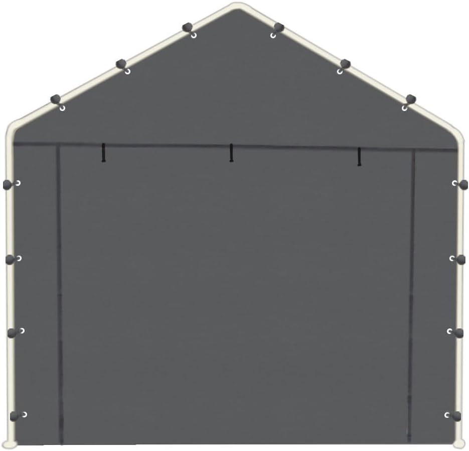 10x20 FT Front/Back Panel Canopy Entrance Panel with Zippers and Elastic Ball Bungees, 180G PE Waterproof & UV Protected Replacement Sidewall Cover, Gray