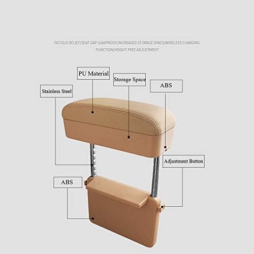 JEYODA Car Armrest Box Adjustable Pad Refit Car Central Lift Armres Storage Organizer Box Arm Rest(Beige)