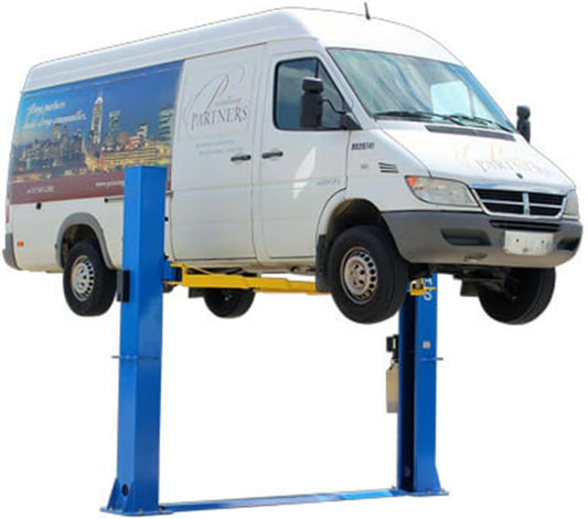 ATLAS Automotive Equipment BP10000X 2-Post Commercial Grade Vehicle Lift, Baseplate, Open-top Style, 9’6” Minimum Ceiling Height, 10,000lb Capacity, Super Symmetric Arms, for Low Ceiling Garage Use