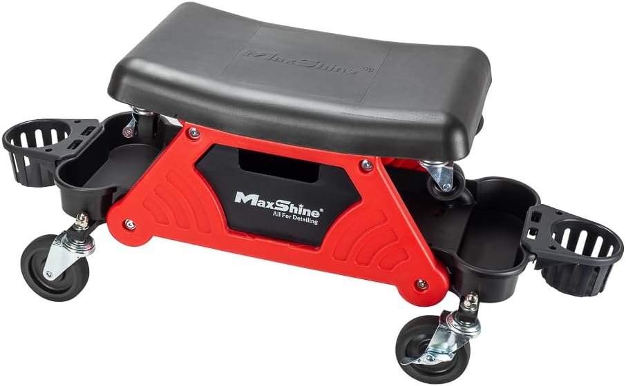 Maxshine Creeper II Detailing Creeper Seat | Complete Set, Black, Polyethylene, Steel Frame | Modular Design, Removable Cushion, 4" Wheels | Rolling Creeper for Car Detailing
