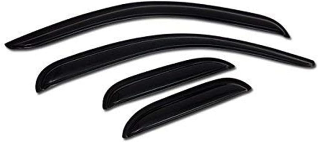 4pcs Front Rear Window Deflector Sun/Rain/Wind Guards Smoke Window Visors 07-13 Compatible with Chevy Silverado/GMC Sierra 1500/2500 HD/3500 HD Extended Cab