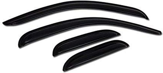 4pcs Front Rear Window Deflector Sun/Rain/Wind Guards Smoke Window Visors 07-13 Compatible with Chevy Silverado/GMC Sierra 1500/2500 HD/3500 HD Extended Cab