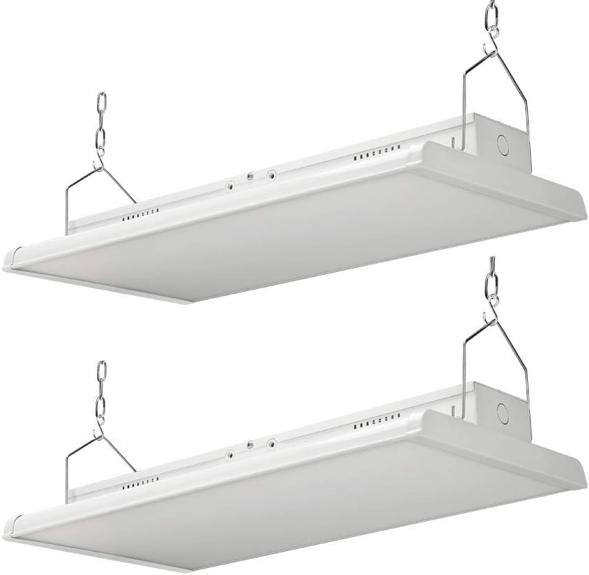 2 Pack Linear LED Bay Ceiling Shop Light - 2 Ft - 105W 5000K 1-10V Dimming 14170 Lumens - Equal to 4 lamp T5 Ceiling Light Fixture - No Maintenance for Life
