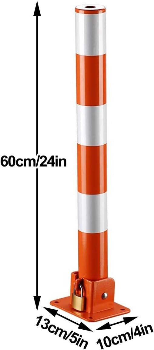 Steel Safety Bollard Post, Traffic Safety Bollard, Lockable Parking Pole, Foldable Parking Barrier, for Home, Garage