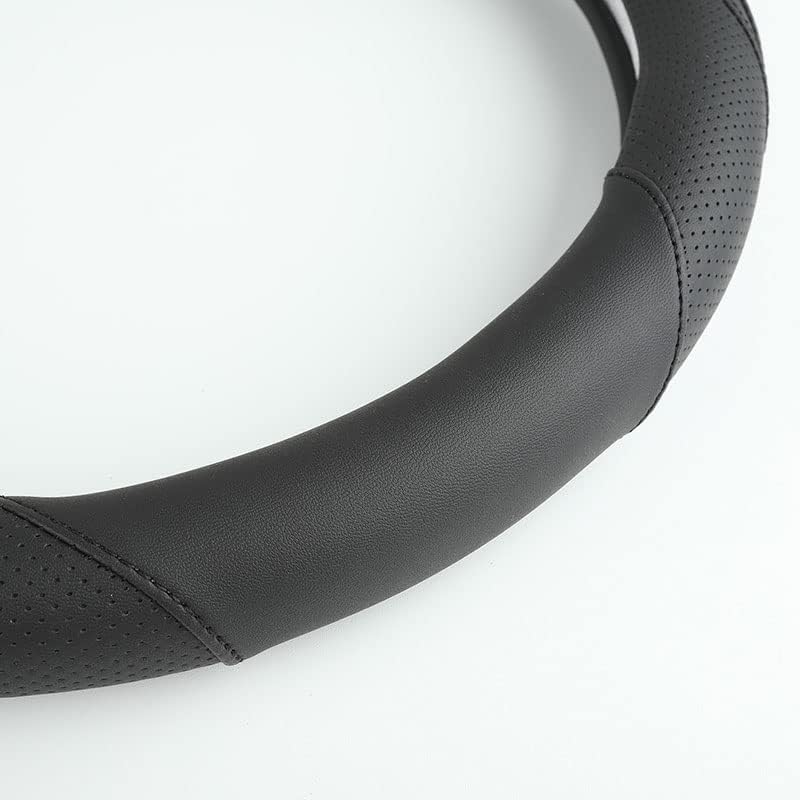 Car Steering Wheel Cover, Leather Steering Wheel Cover Black Universal 14.5-15 Inch Microfiber Leather Anti-Slip Breathable Auto Steering Wheel Covers Accessories for Men Women