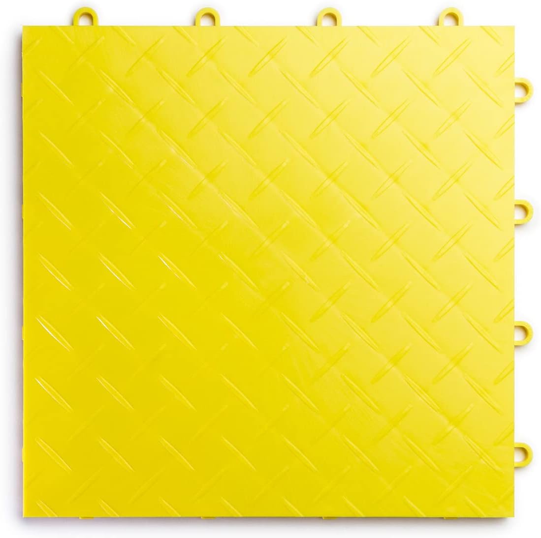 Big Floors RaceDeck Diamond Plate Design, Durable Interlocking Modular Garage Flooring Tile (Yellow, 48 Pack of 12 x 12" Tiles)
